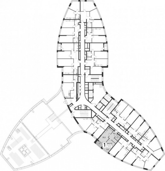 Однокомнатная квартира 51.3 м²